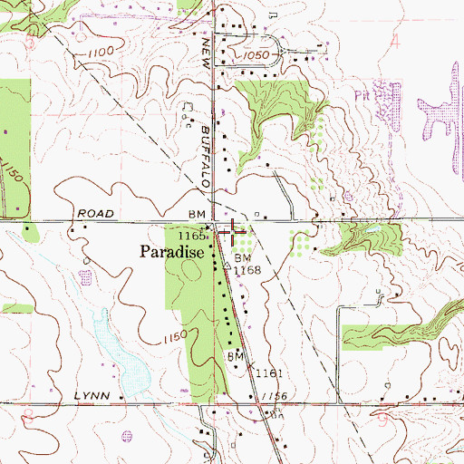 Topographic Map of Paradise Reformed Cemetery, OH