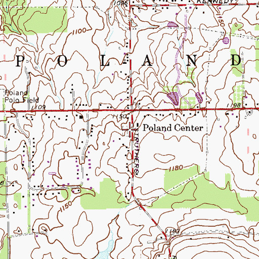 Topographic Map of Poland Center Cemetery, OH