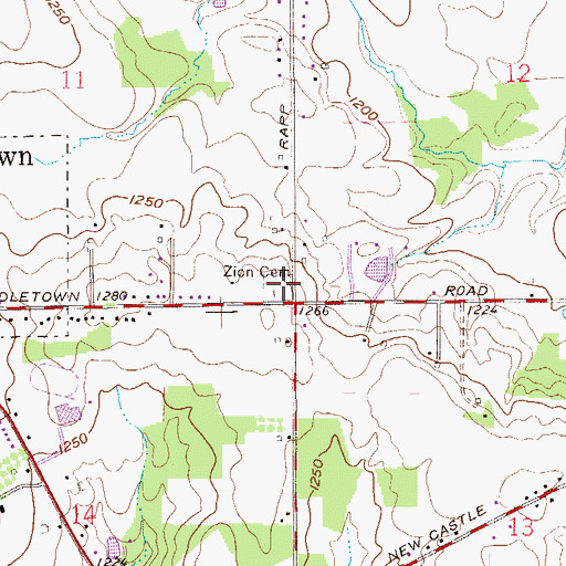 Topographic Map of Zion Lutheran Cemetery, OH