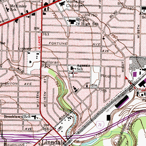 Topographic Map of Bosworth Road Presbyterian Church (historical), OH