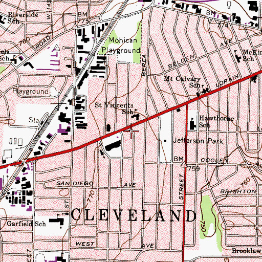 Topographic Map of Church of Christ, OH