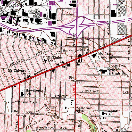 Topographic Map of Highland Christian Church, OH