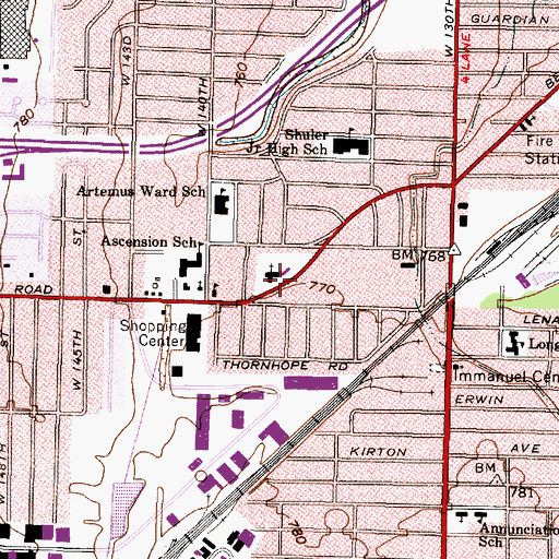 Topographic Map of Puritas Lutheran Church, OH