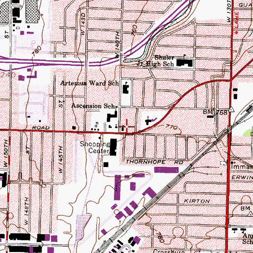 Topographic Map of Rockport Branch Cleveland Public Library, OH