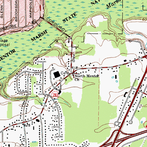 Topographic Map of Blackbrook Cemetery, OH