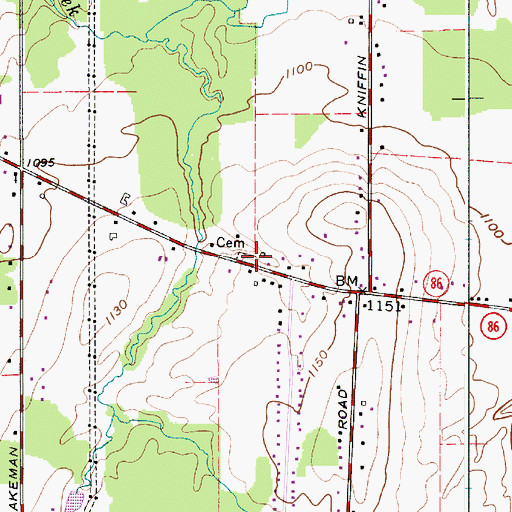Topographic Map of Brakeman Cemetery, OH