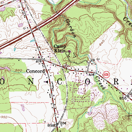 Topographic Map of Concord Cemetery, OH