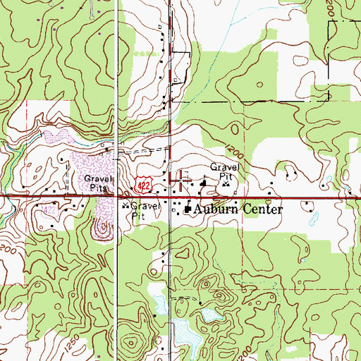 Topographic Map of Auburn Center Cemetery, OH