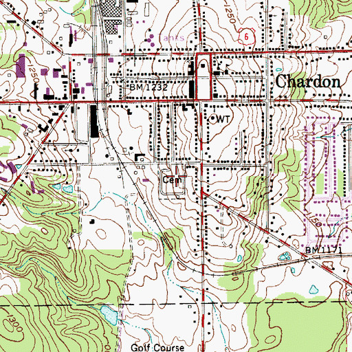 Topographic Map of Chardon Center Cemetery, OH