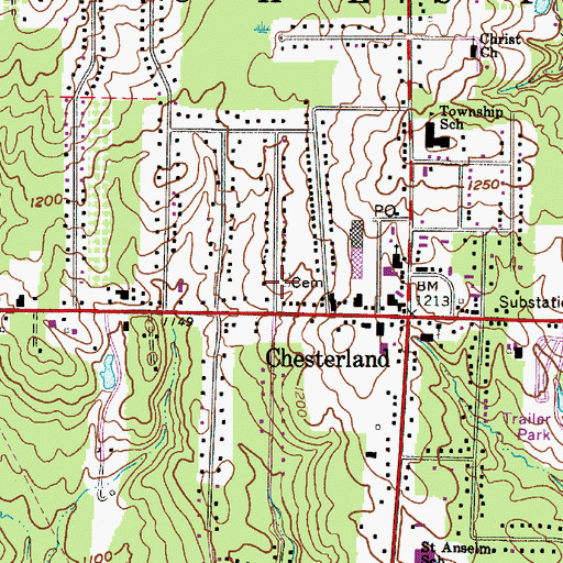 Topographic Map of Chester Center Cemetery, OH