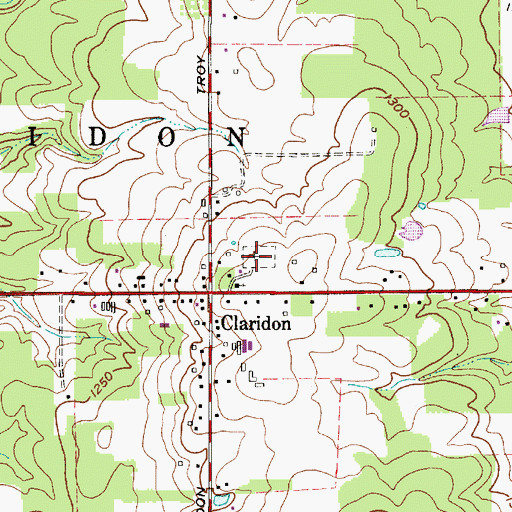 Topographic Map of Claridon Center Cemetery, OH