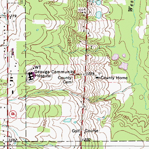 Topographic Map of County Home Cemetery, OH