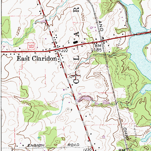 Topographic Map of East Claridon Cemetery, OH