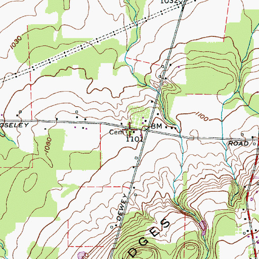 Topographic Map of Evergreen Cemetery, OH