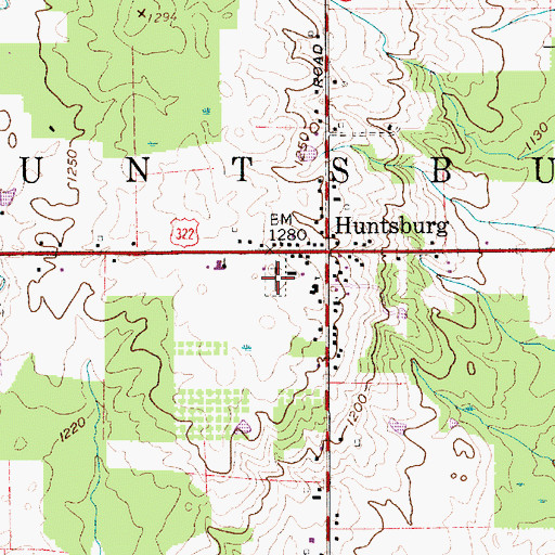 Topographic Map of Huntsburg Center Cemetery, OH