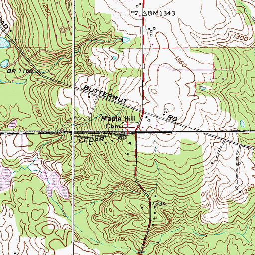 Topographic Map of Maple Hill Cemetery, OH