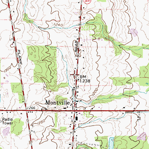 Topographic Map of Montville Center Cemetery, OH