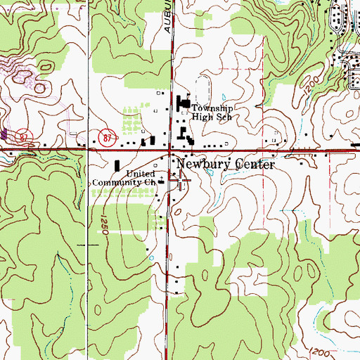 Topographic Map of Newbury Center Cemetery, OH