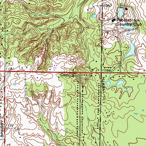 Topographic Map of Old Settlers Cemetery, OH