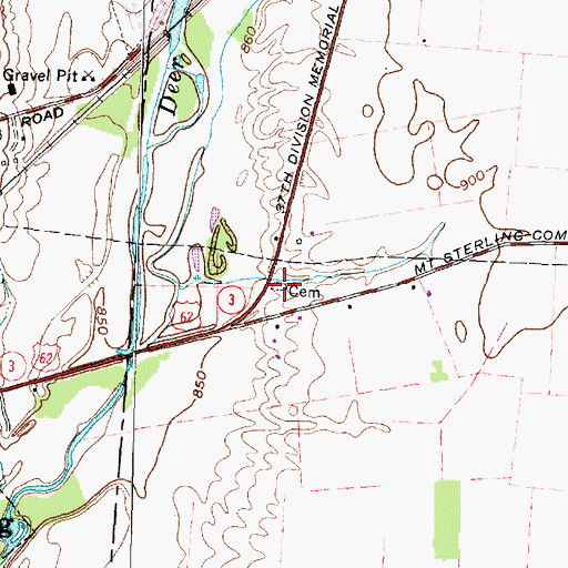 Topographic Map of Alkire Cemetery, OH