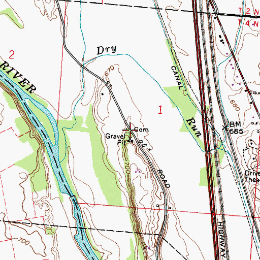 Topographic Map of Bowsher Cemetery, OH