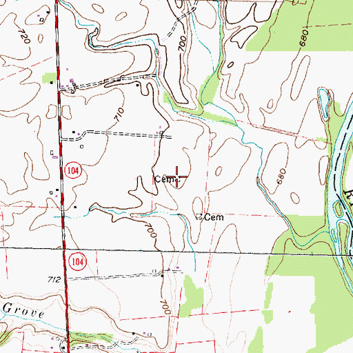 Topographic Map of Caldwell Farm Cemetery, OH