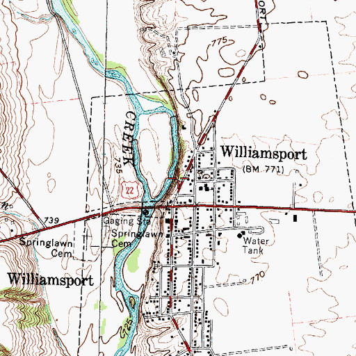 Topographic Map of Christian Cemetery, OH