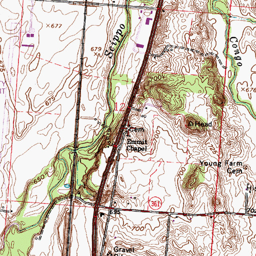 Topographic Map of Emmitt Chapel Cemetery, OH