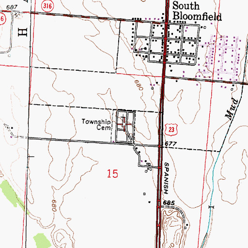Topographic Map of Harrison Township Cemetery, OH