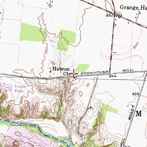 Topographic Map of Hebron Church Cemetery, OH