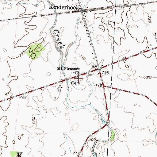 Topographic Map of Mount Pleasant Cemetery, OH