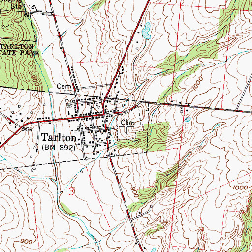 Topographic Map of Tarlton Cemetery, OH