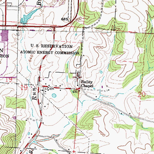 Topographic Map of Bailey Chapel Cemetery, OH