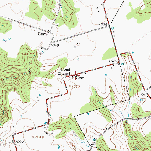 Topographic Map of Bond Chapel Cemetery, OH