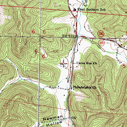 Topographic Map of Carrs Run Cemetery, OH