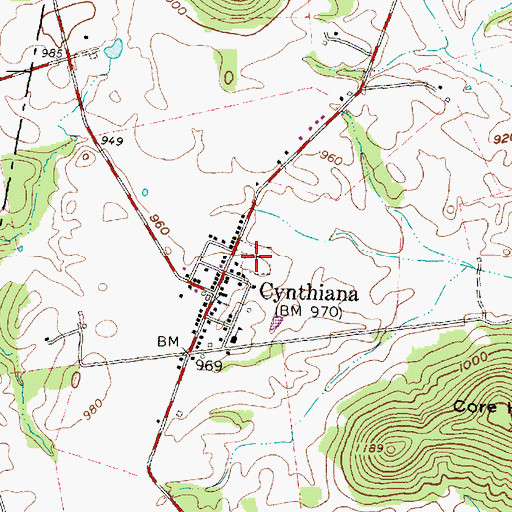 Topographic Map of Cynthiana Cemetery, OH