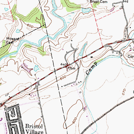 Topographic Map of Ewing Number 1 Cemetery, OH