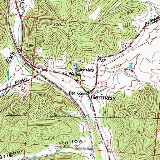 Topographic Map of Germany Cemetery, OH