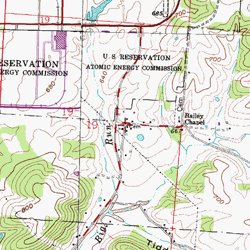 Topographic Map of Howard Cemetery, OH