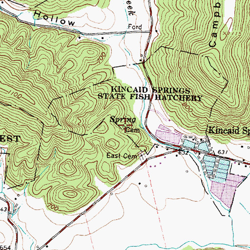 Topographic Map of Kincaid Cemetery, OH