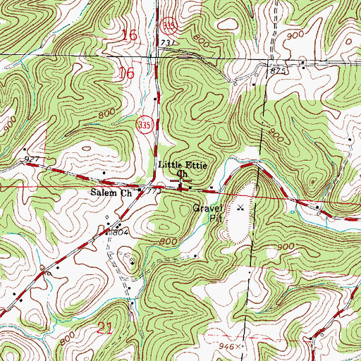 Topographic Map of Little Ettie Cemetery, OH