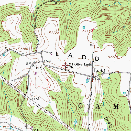 Topographic Map of Mount Olive Cemetery, OH