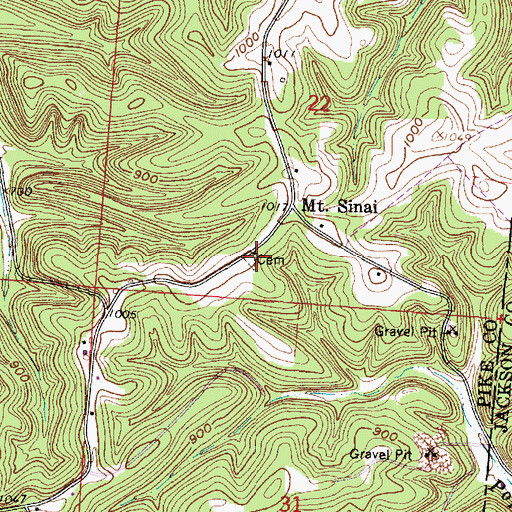 Topographic Map of Mount Sinai Cemetery, OH