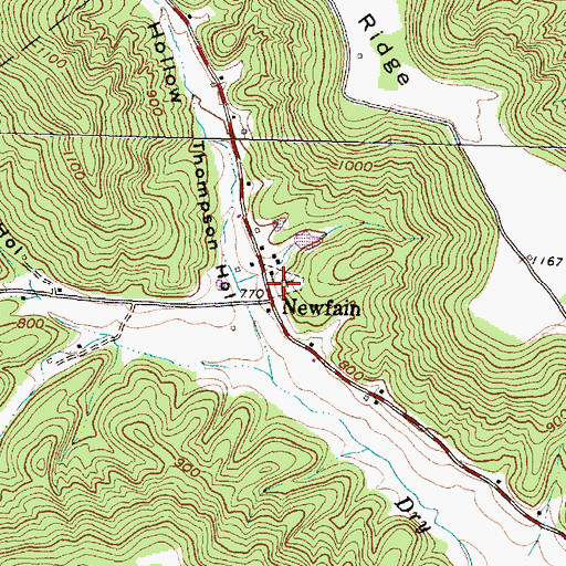 Topographic Map of New Fain Cemetery, OH