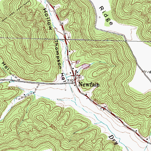 Topographic Map of New Fain Community Church, OH