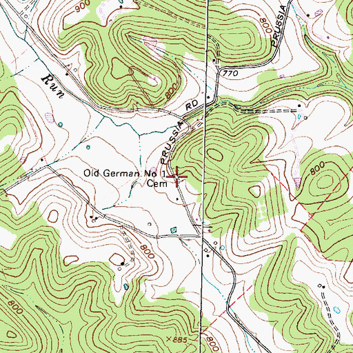 Topographic Map of Old German Number 1 Cemetery, OH