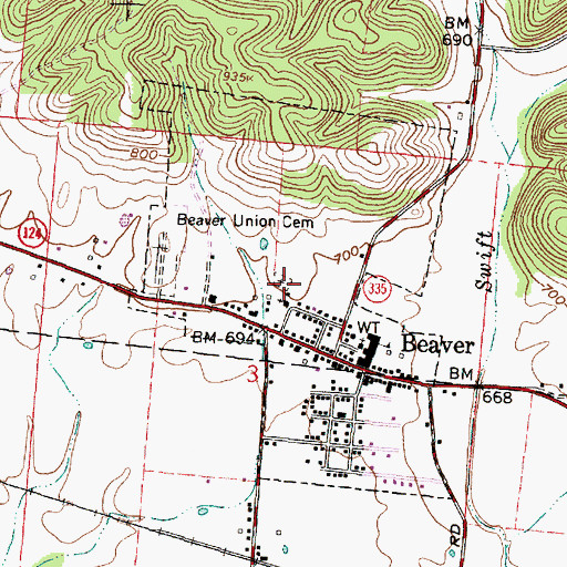 Topographic Map of Old German Number 2 Cemetery, OH