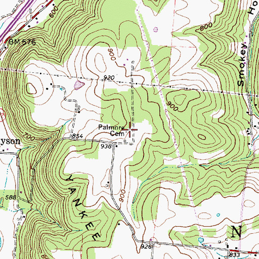 Topographic Map of Parmore Cemetery, OH