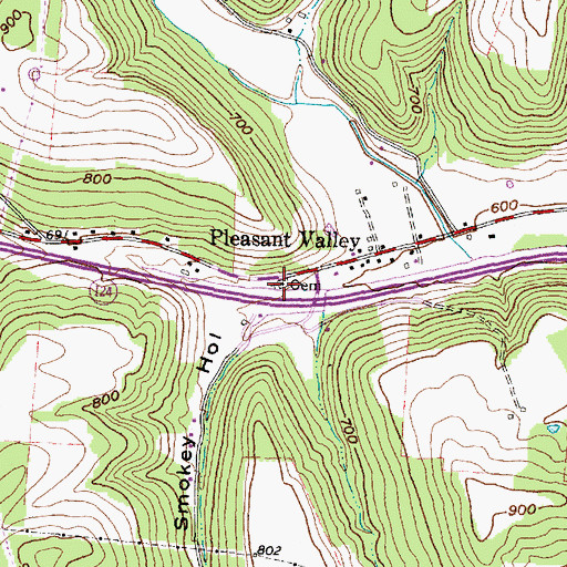 Topographic Map of Pleasant Valley Cemetery, OH