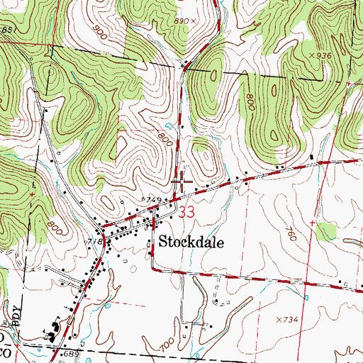 Topographic Map of Stockdale Cemetery, OH